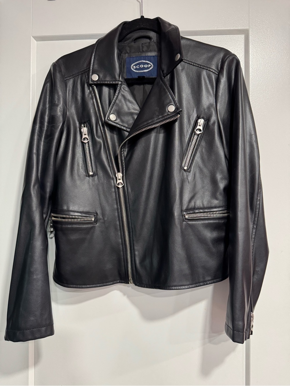 Scoop Black Faux Leather Moto Jacket